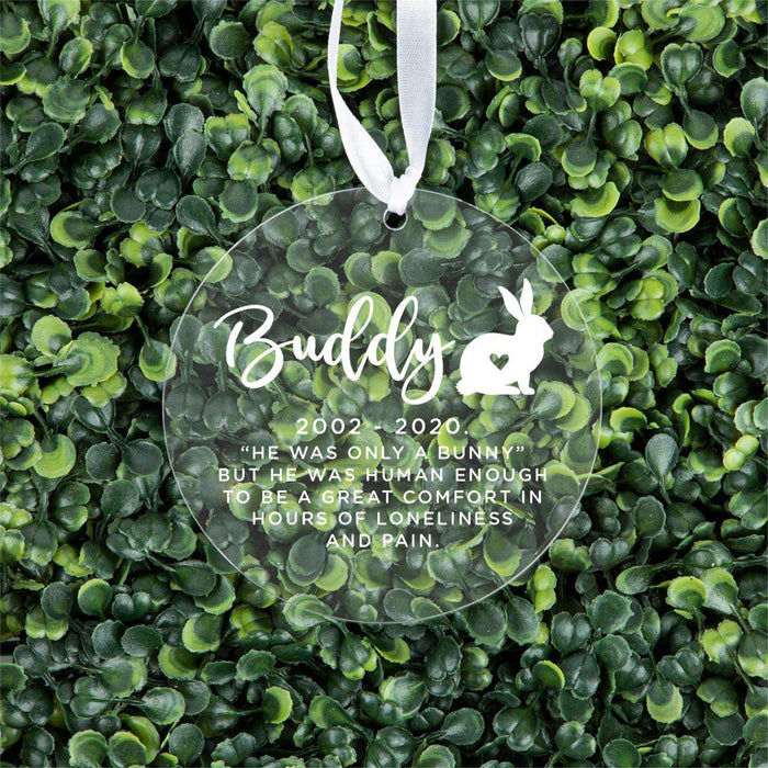 Custom Round Clear Acrylic Christmas Tree Ornament Keepsake, Pet Memorial, For Pet Lovers, Dog Lovers, Dog Parents-Set of 1-Andaz Press-Bunny-