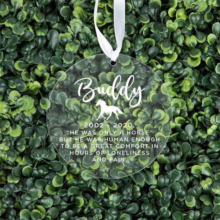 Custom Round Clear Acrylic Christmas Tree Ornament Keepsake, Pet Memorial, For Pet Lovers, Dog Lovers, Dog Parents-Set of 1-Andaz Press-Horse-