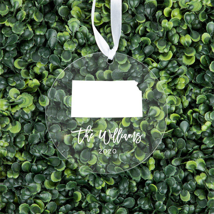 Custom Round Clear Acrylic US State Christmas Ornament Keepsake, Long Distance Christmas Ideas-Set of 1-Andaz Press-Alabama-