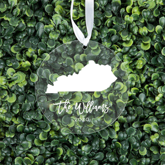 Custom Round Clear Acrylic US State Christmas Ornament Keepsake, Long Distance Christmas Ideas-Set of 1-Andaz Press-Alabama-