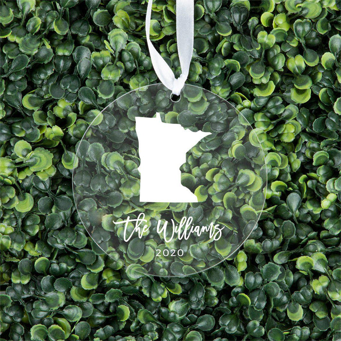 Custom Round Clear Acrylic US State Christmas Ornament Keepsake, Long Distance Christmas Ideas-Set of 1-Andaz Press-Alabama-