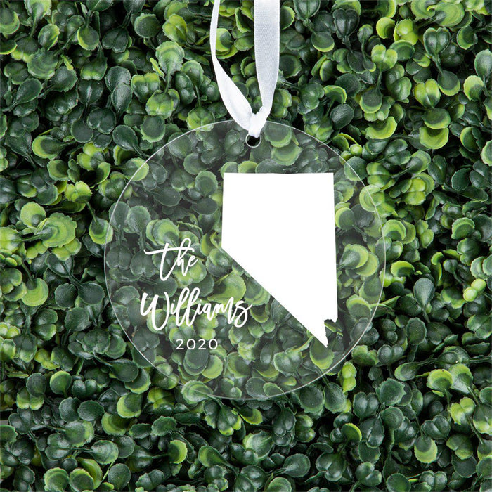 Custom Round Clear Acrylic US State Christmas Ornament Keepsake, Long Distance Christmas Ideas-Set of 1-Andaz Press-Alabama-