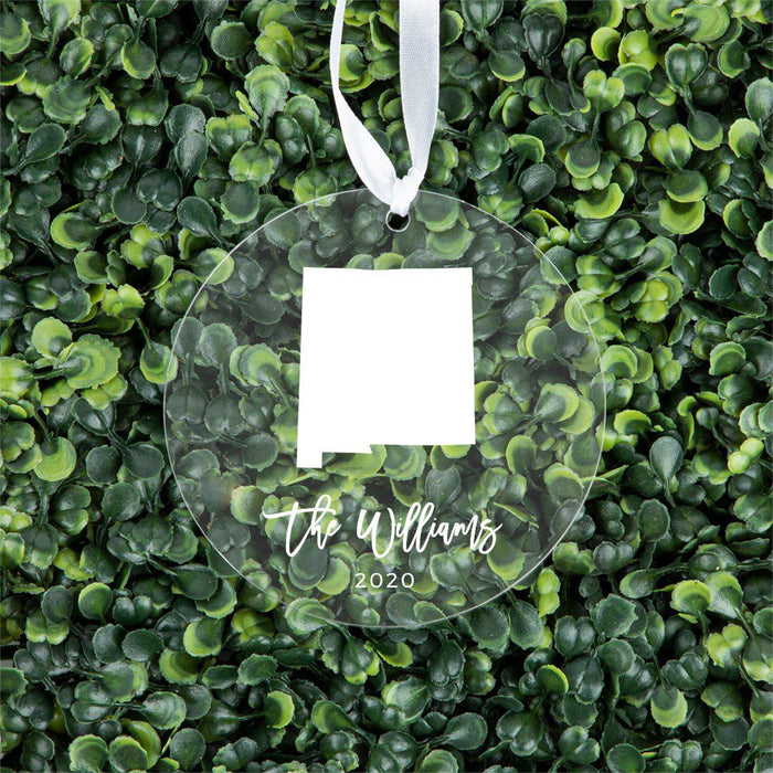 Custom Round Clear Acrylic US State Christmas Ornament Keepsake, Long Distance Christmas Ideas-Set of 1-Andaz Press-Alabama-