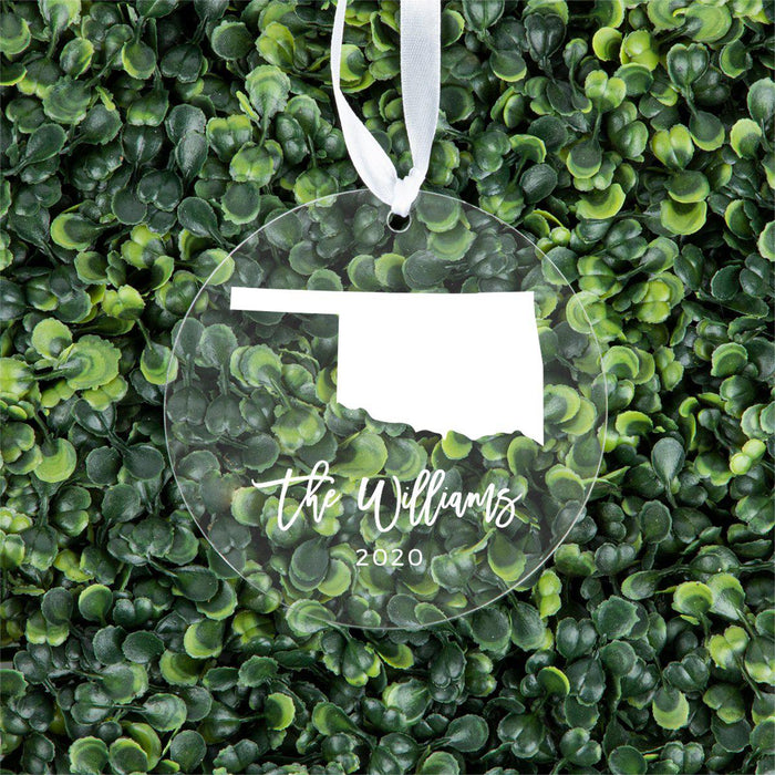 Custom Round Clear Acrylic US State Christmas Ornament Keepsake, Long Distance Christmas Ideas-Set of 1-Andaz Press-Alabama-