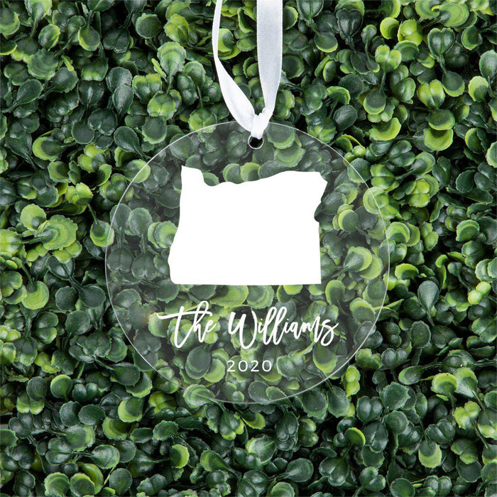 Custom Round Clear Acrylic US State Christmas Ornament Keepsake, Long Distance Christmas Ideas-Set of 1-Andaz Press-Alabama-