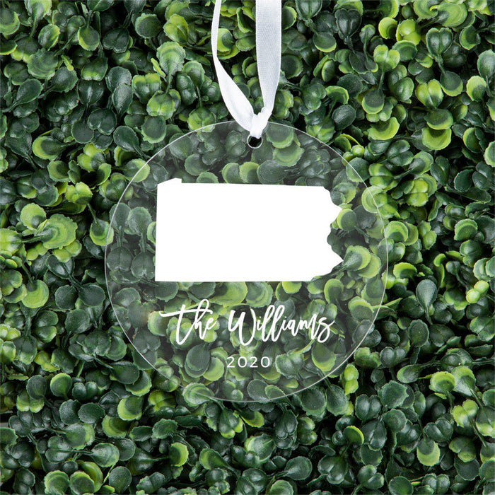 Custom Round Clear Acrylic US State Christmas Ornament Keepsake, Long Distance Christmas Ideas-Set of 1-Andaz Press-Alabama-