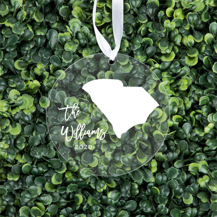 Custom Round Clear Acrylic US State Christmas Ornament Keepsake, Long Distance Christmas Ideas-Set of 1-Andaz Press-Alabama-