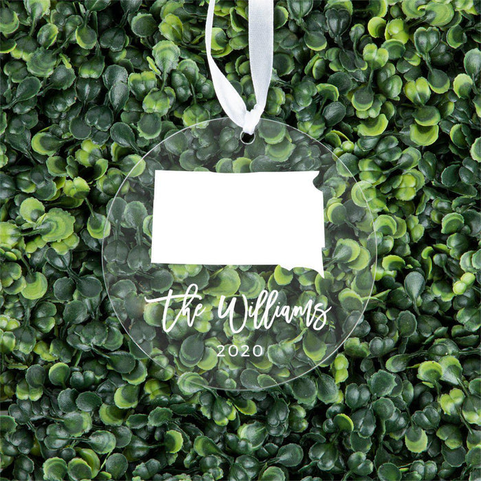 Custom Round Clear Acrylic US State Christmas Ornament Keepsake, Long Distance Christmas Ideas-Set of 1-Andaz Press-Alabama-