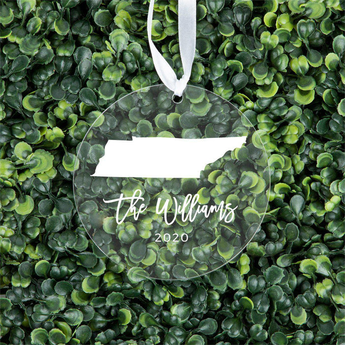 Custom Round Clear Acrylic US State Christmas Ornament Keepsake, Long Distance Christmas Ideas-Set of 1-Andaz Press-Alabama-