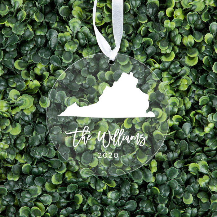 Custom Round Clear Acrylic US State Christmas Ornament Keepsake, Long Distance Christmas Ideas-Set of 1-Andaz Press-Alabama-