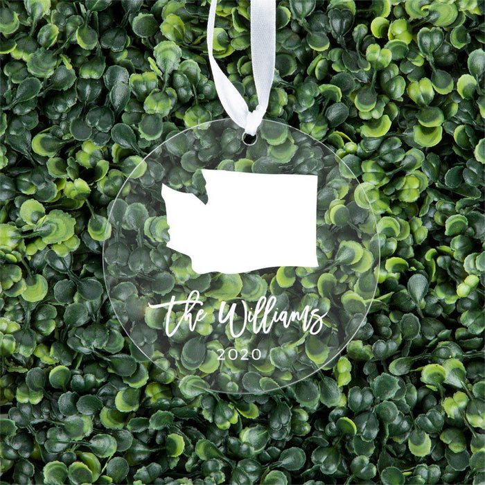 Custom Round Clear Acrylic US State Christmas Ornament Keepsake, Long Distance Christmas Ideas-Set of 1-Andaz Press-Alabama-