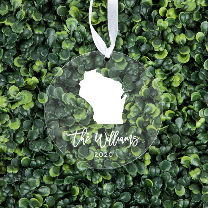 Custom Round Clear Acrylic US State Christmas Ornament Keepsake, Long Distance Christmas Ideas-Set of 1-Andaz Press-Alabama-