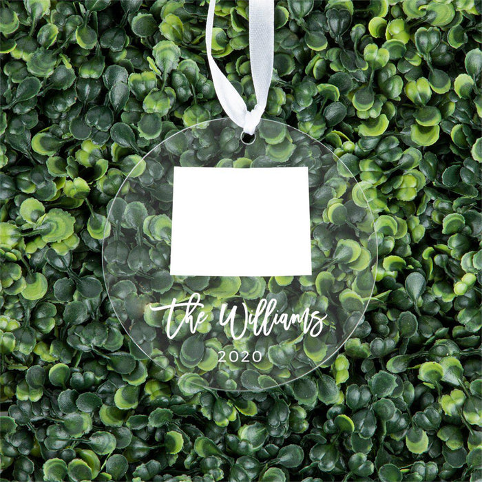 Custom Round Clear Acrylic US State Christmas Ornament Keepsake, Long Distance Christmas Ideas-Set of 1-Andaz Press-Alabama-