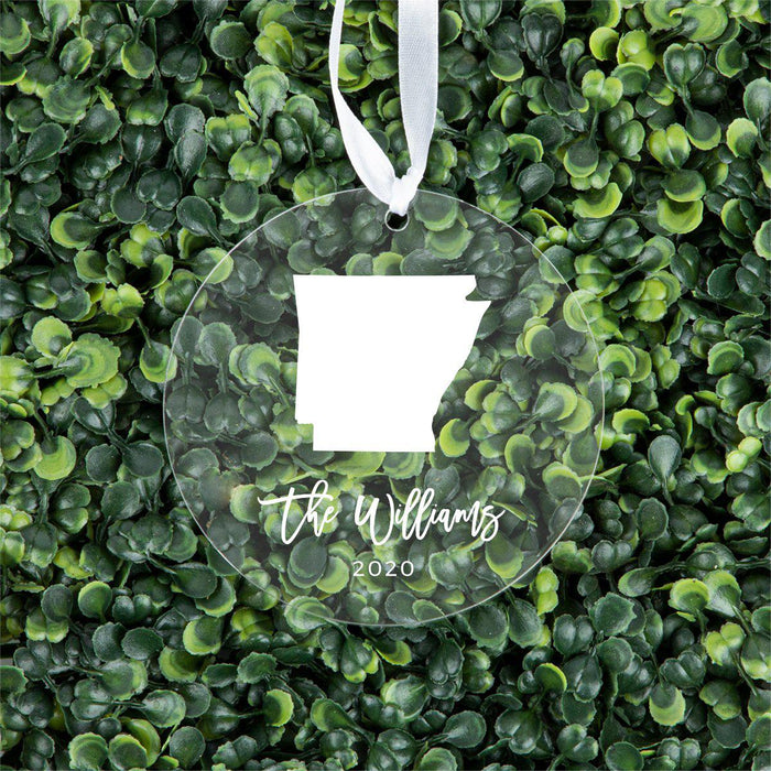 Custom Round Clear Acrylic US State Christmas Ornament Keepsake-Set of 1-Andaz Press-Alabama-