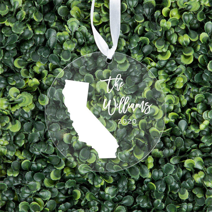 Custom Round Clear Acrylic US State Christmas Ornament Keepsake-Set of 1-Andaz Press-Alabama-