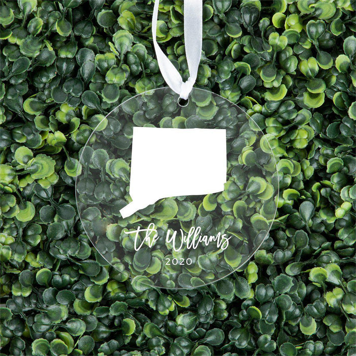 Custom Round Clear Acrylic US State Christmas Ornament Keepsake-Set of 1-Andaz Press-Alabama-