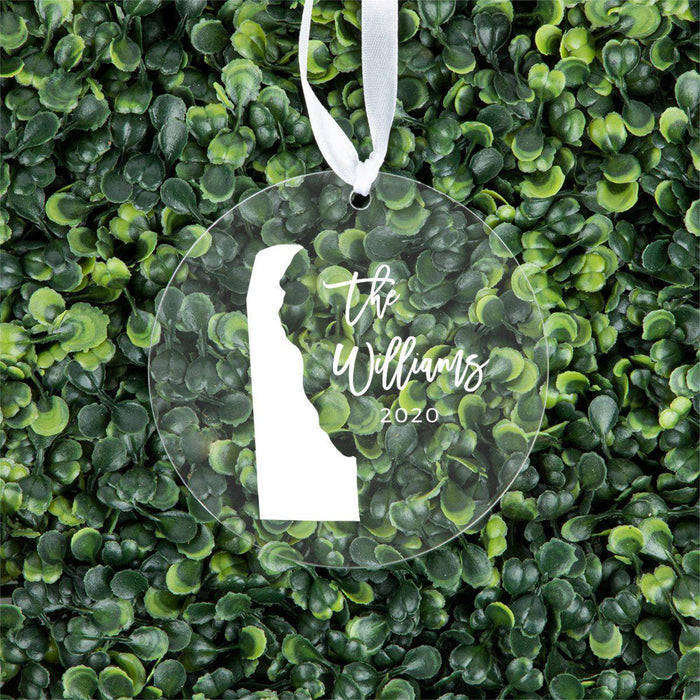 Custom Round Clear Acrylic US State Christmas Ornament Keepsake-Set of 1-Andaz Press-Alabama-