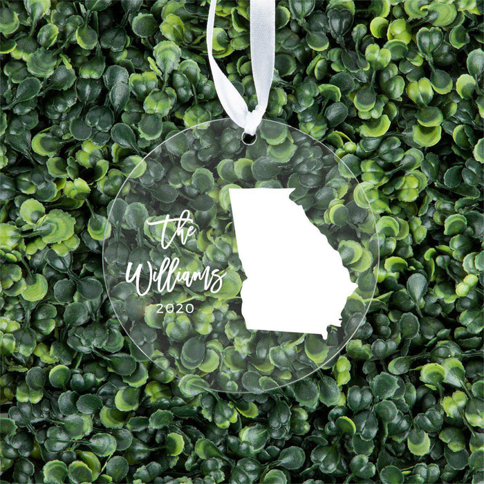 Custom Round Clear Acrylic US State Christmas Ornament Keepsake-Set of 1-Andaz Press-Alabama-