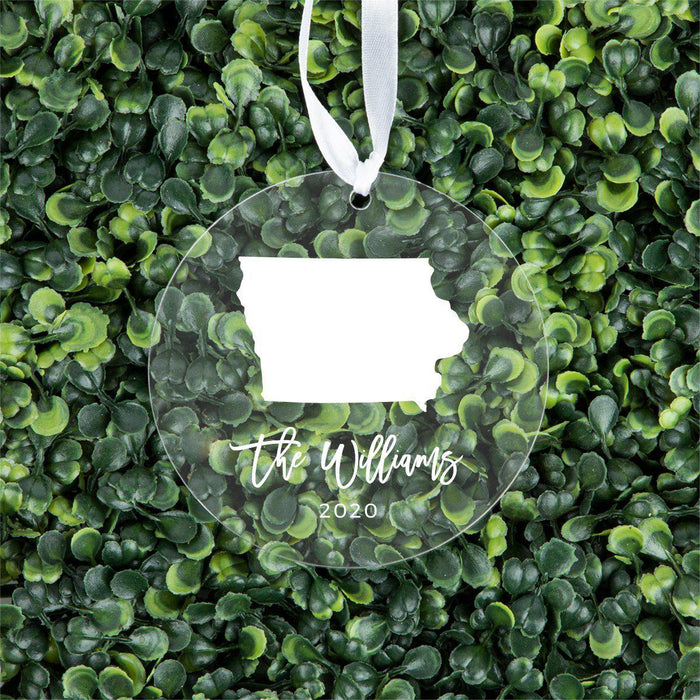 Custom Round Clear Acrylic US State Christmas Ornament Keepsake-Set of 1-Andaz Press-Alabama-