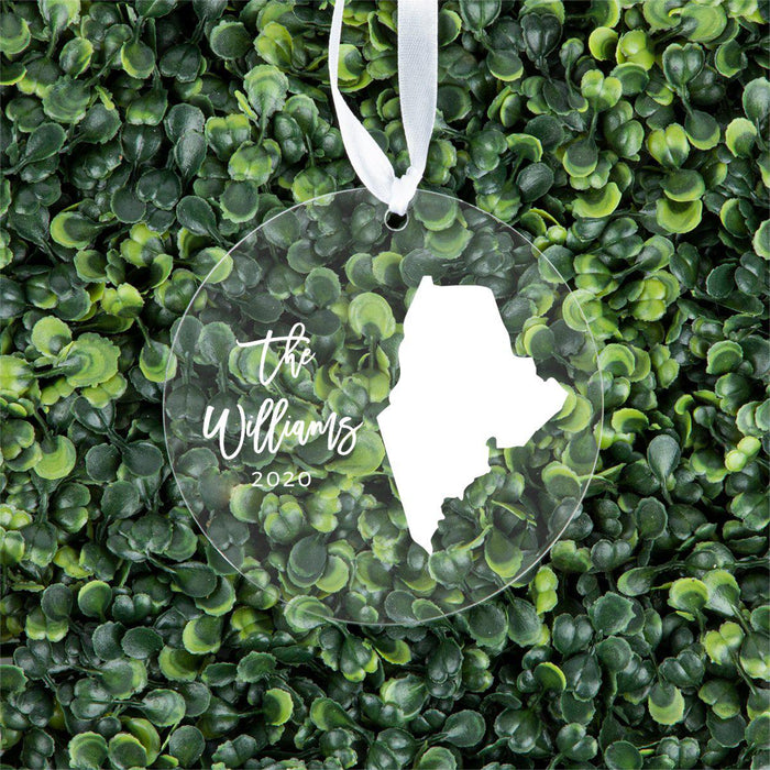 Custom Round Clear Acrylic US State Christmas Ornament Keepsake-Set of 1-Andaz Press-Alabama-