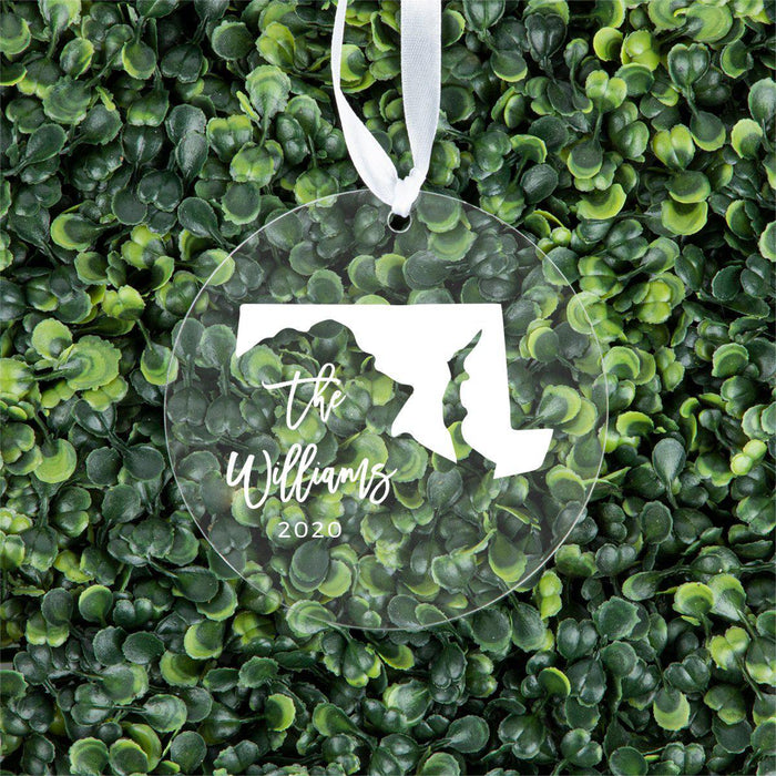 Custom Round Clear Acrylic US State Christmas Ornament Keepsake-Set of 1-Andaz Press-Alabama-