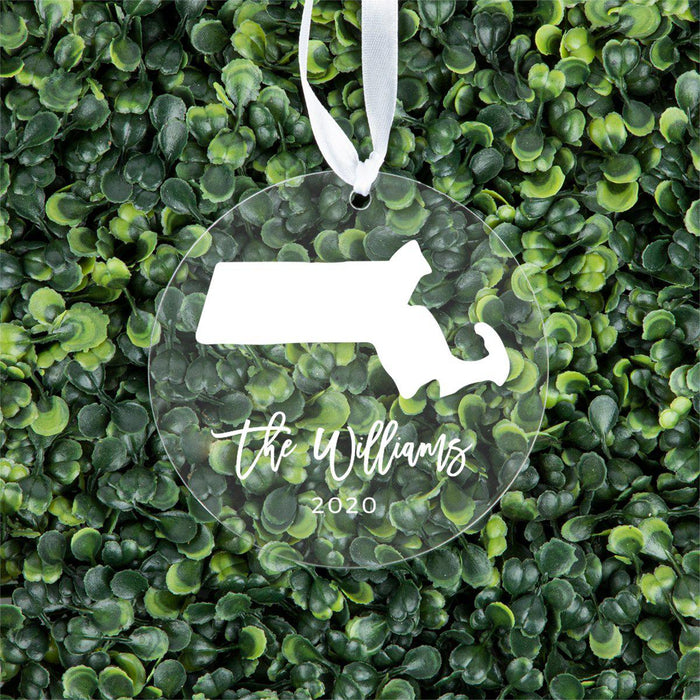 Custom Round Clear Acrylic US State Christmas Ornament Keepsake-Set of 1-Andaz Press-Alabama-