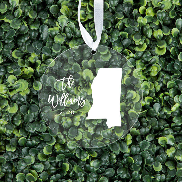 Custom Round Clear Acrylic US State Christmas Ornament Keepsake-Set of 1-Andaz Press-Alabama-