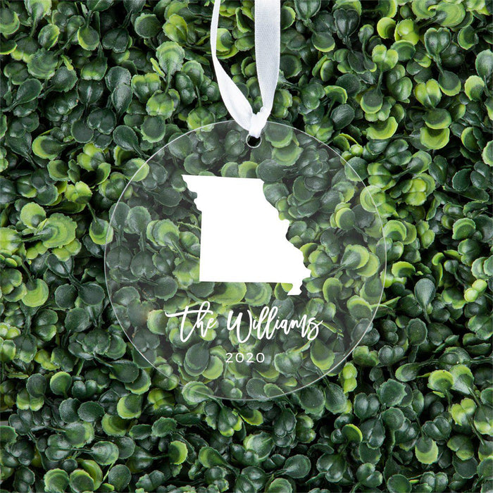 Custom Round Clear Acrylic US State Christmas Ornament Keepsake-Set of 1-Andaz Press-Alabama-