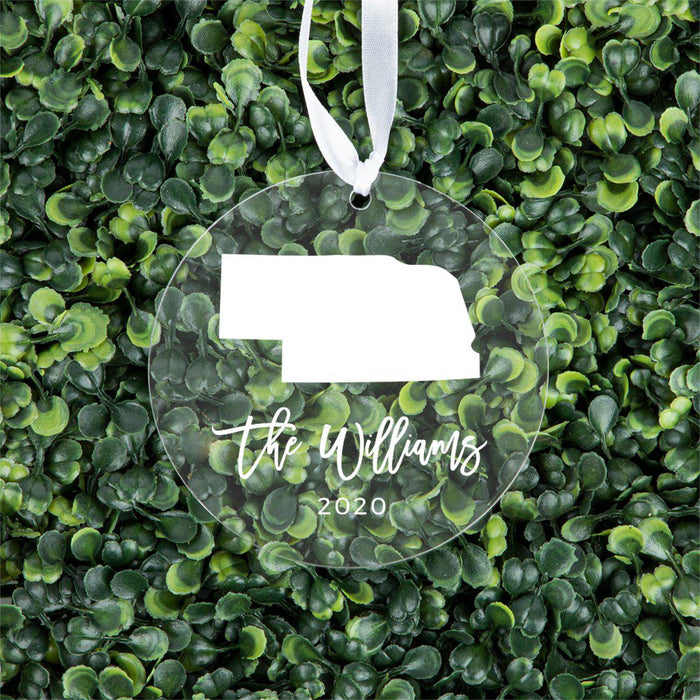 Custom Round Clear Acrylic US State Christmas Ornament Keepsake-Set of 1-Andaz Press-Alabama-