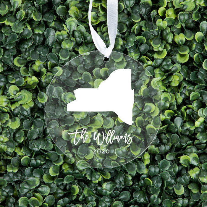 Custom Round Clear Acrylic US State Christmas Ornament Keepsake-Set of 1-Andaz Press-Alabama-