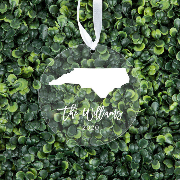 Custom Round Clear Acrylic US State Christmas Ornament Keepsake-Set of 1-Andaz Press-Alabama-