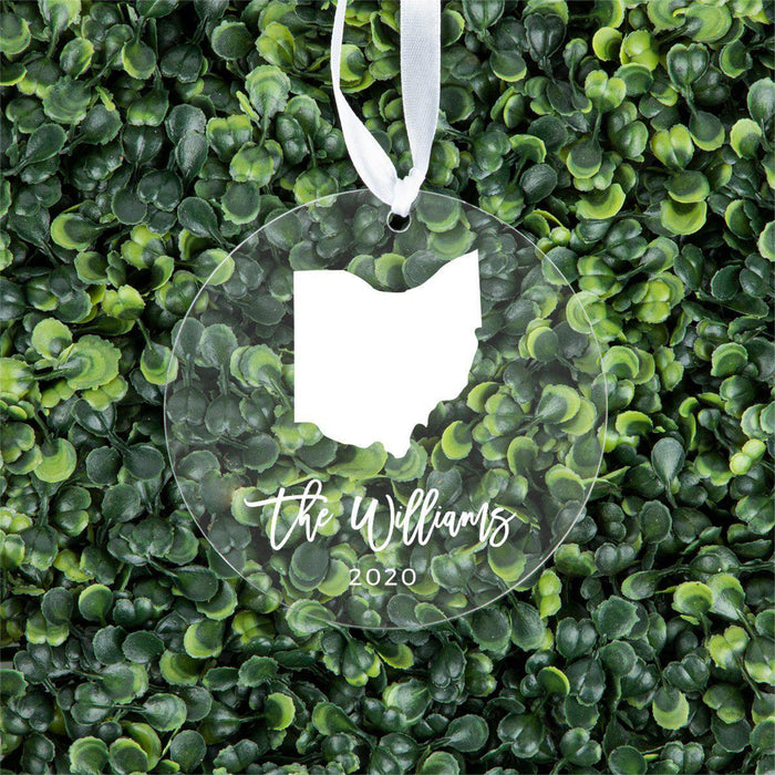 Custom Round Clear Acrylic US State Christmas Ornament Keepsake-Set of 1-Andaz Press-Alabama-