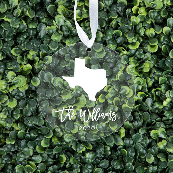 Custom Round Clear Acrylic US State Christmas Ornament Keepsake-Set of 1-Andaz Press-Alabama-