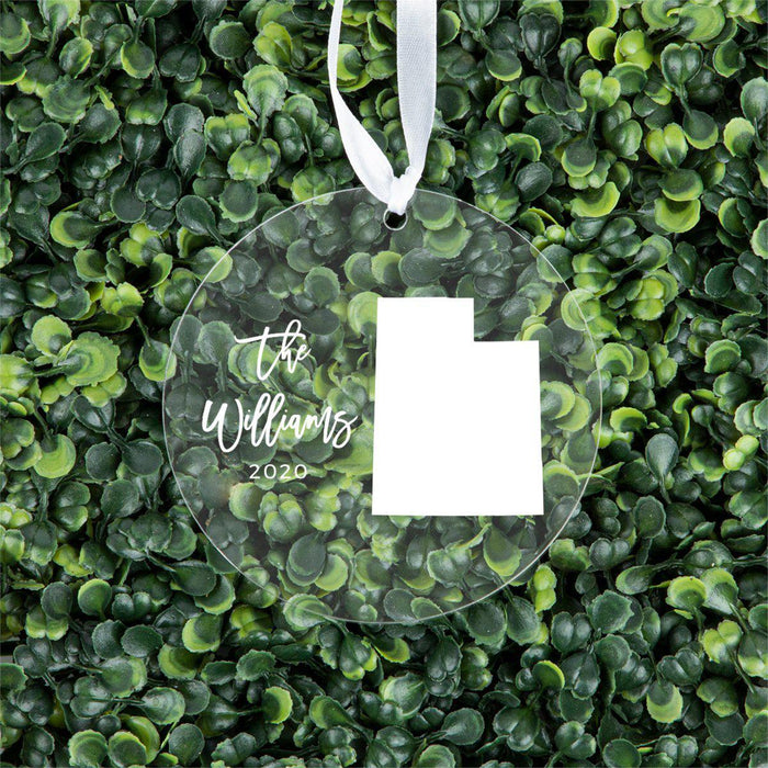 Custom Round Clear Acrylic US State Christmas Ornament Keepsake-Set of 1-Andaz Press-Alabama-