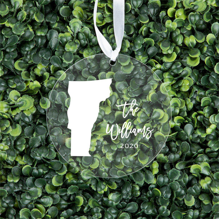 Custom Round Clear Acrylic US State Christmas Ornament Keepsake-Set of 1-Andaz Press-Alabama-