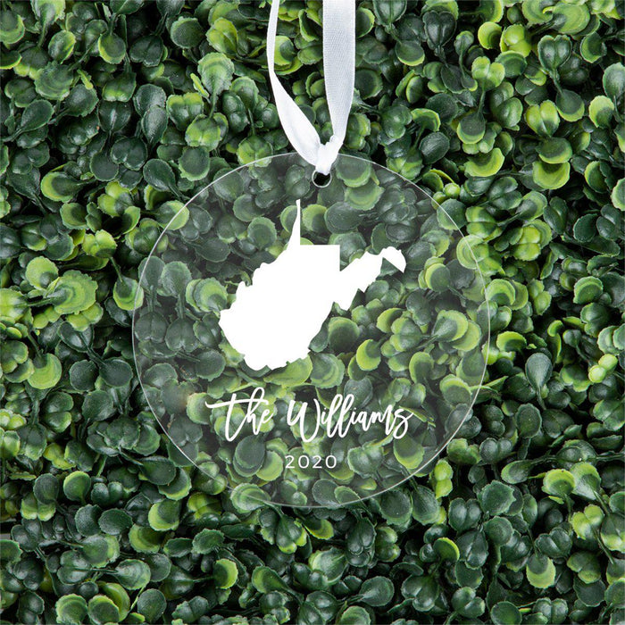 Custom Round Clear Acrylic US State Christmas Ornament Keepsake-Set of 1-Andaz Press-Alabama-