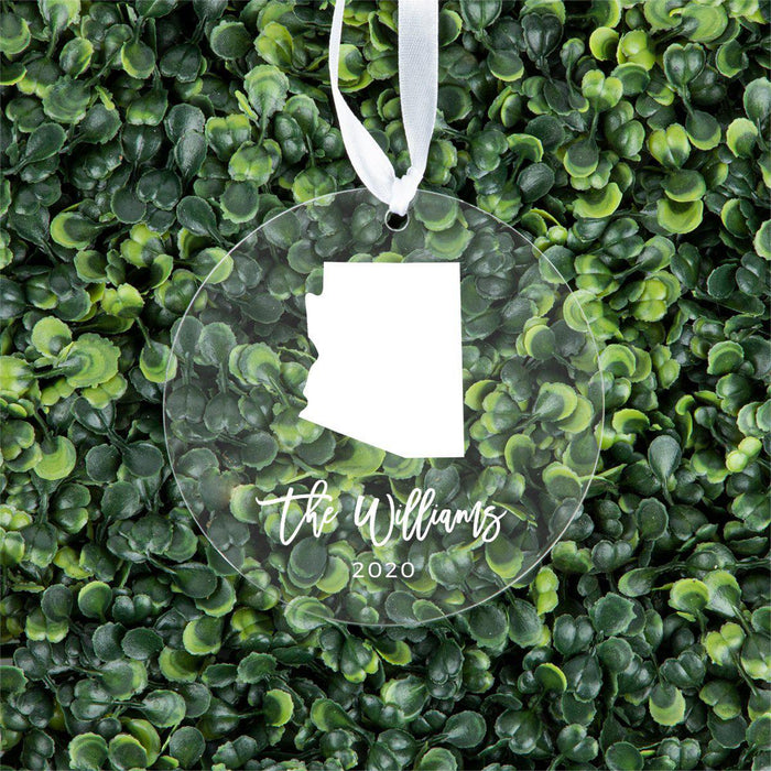 Custom Round Clear Acrylic US State Christmas Ornament Keepsake-Set of 1-Andaz Press-Alabama-