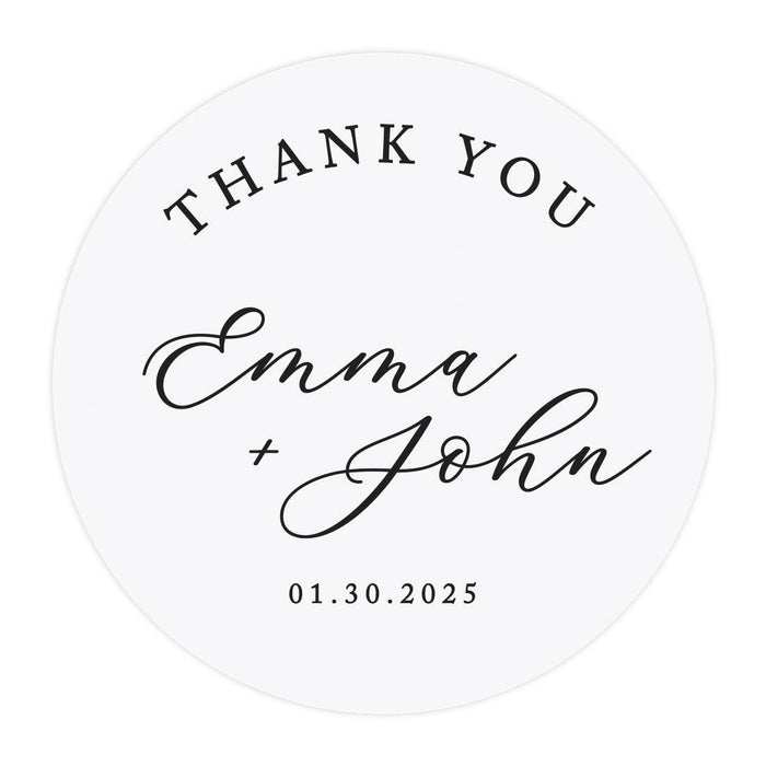 Custom Round Clear Wedding Sticker Labels with Black Ink-Set of 40-Andaz Press-Monogram Wreath-