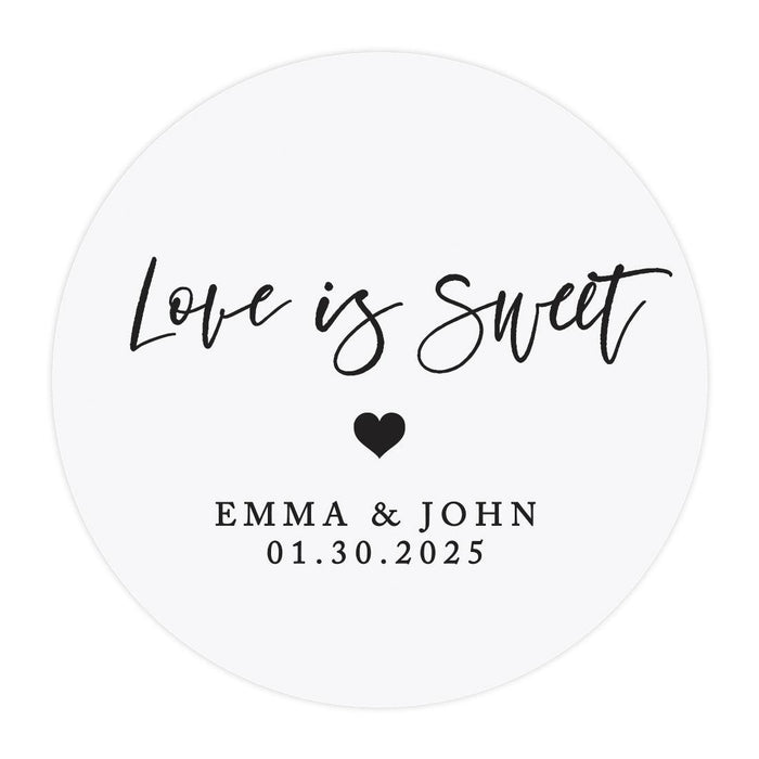 Custom Round Clear Wedding Sticker Labels with Black Ink-Set of 40-Andaz Press-Monogram Wreath-