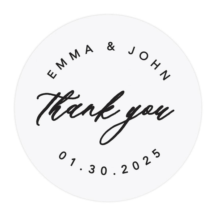 Custom Round Clear Wedding Sticker Labels with Black Ink-Set of 40-Andaz Press-Monogram Wreath-