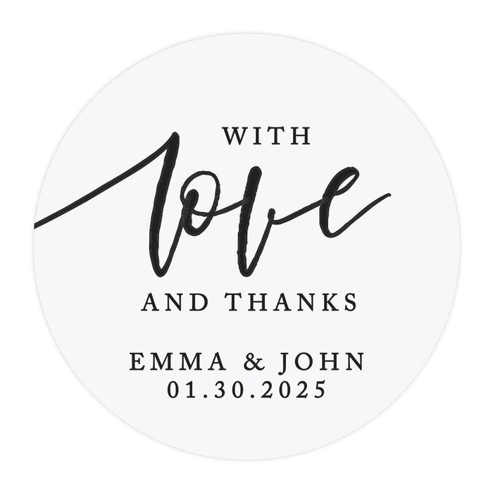 Custom Round Clear Wedding Sticker Labels with Black Ink-Set of 40-Andaz Press-Monogram Wreath-
