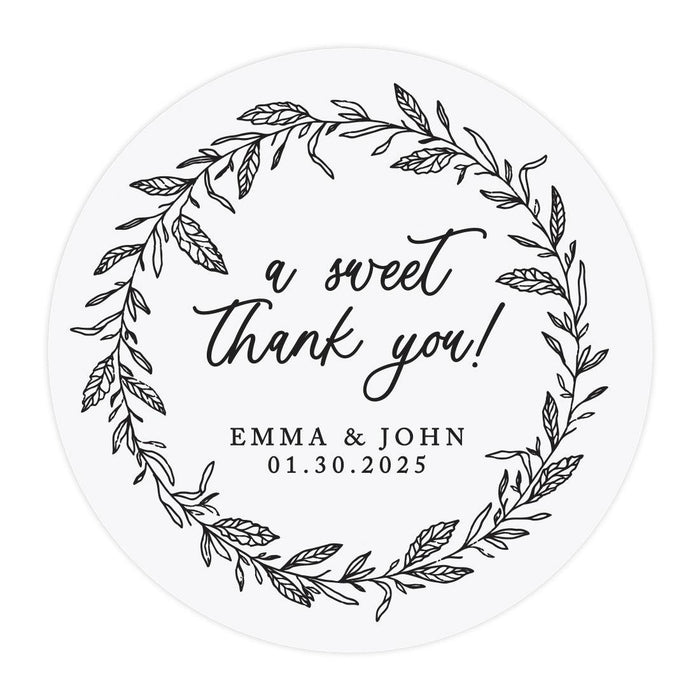 Custom Round Clear Wedding Sticker Labels with Black Ink-Set of 40-Andaz Press-A Sweet Thank You-
