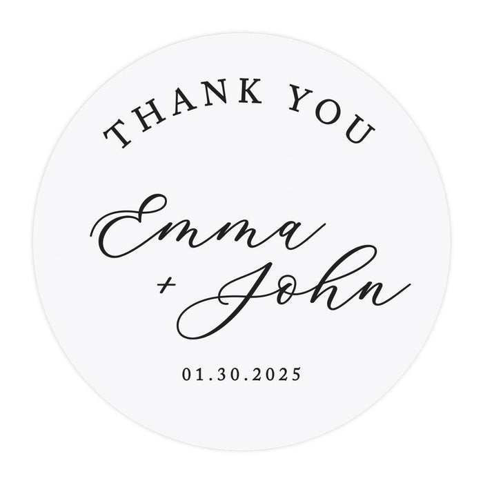Custom Round Clear Wedding Sticker Labels with Black Ink-Set of 40-Andaz Press-Classic Thank You-