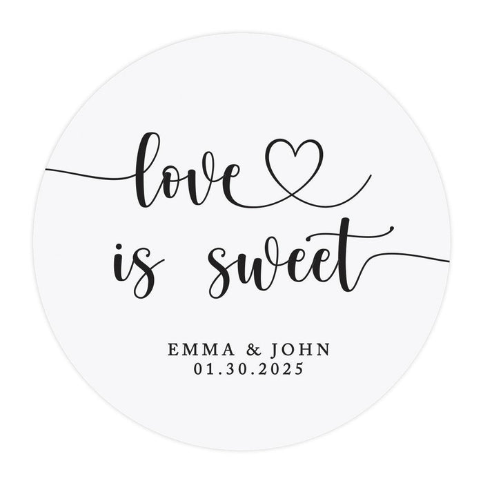 Custom Round Clear Wedding Sticker Labels with Black Ink-Set of 40-Andaz Press-Love Is Sweet-