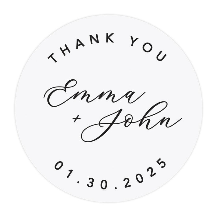 Custom Round Clear Wedding Sticker Labels with Black Ink-Set of 40-Andaz Press-Thank You-