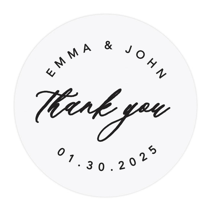 Custom Round Clear Wedding Sticker Labels with Black Ink-Set of 40-Andaz Press-Thank You Script-