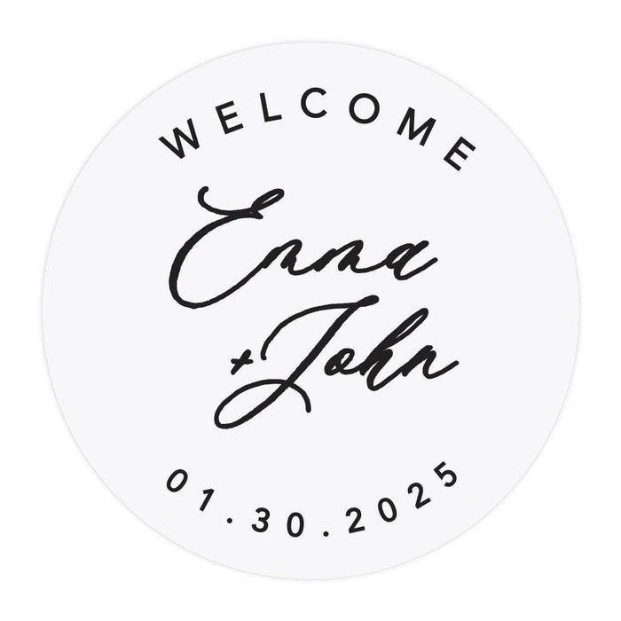 Custom Round Clear Wedding Sticker Labels with Black Ink-Set of 40-Andaz Press-Welcome-