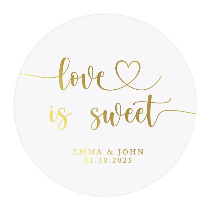 Custom Round Clear Wedding Sticker Labels with Gold Ink, Set of 40-Set of 40-Andaz Press-Monogram Wreath-