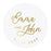 Custom Round Clear Wedding Sticker Labels with Gold Ink, Set of 40-Set of 40-Andaz Press-Monogram Wreath-