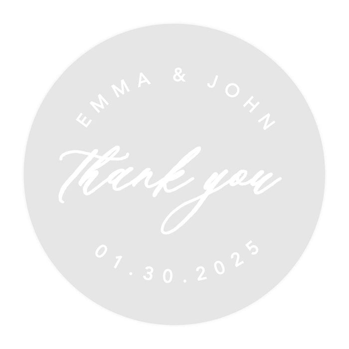 Custom Round Clear Wedding Sticker Labels with White Ink-Set of 40-Andaz Press-Monogram Wreath-